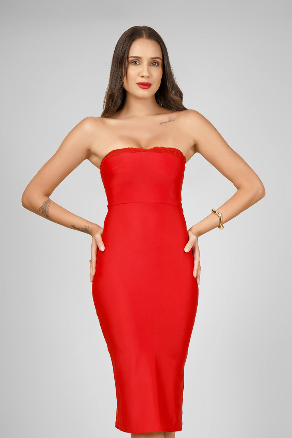 Red Lace Sculpt Dress
